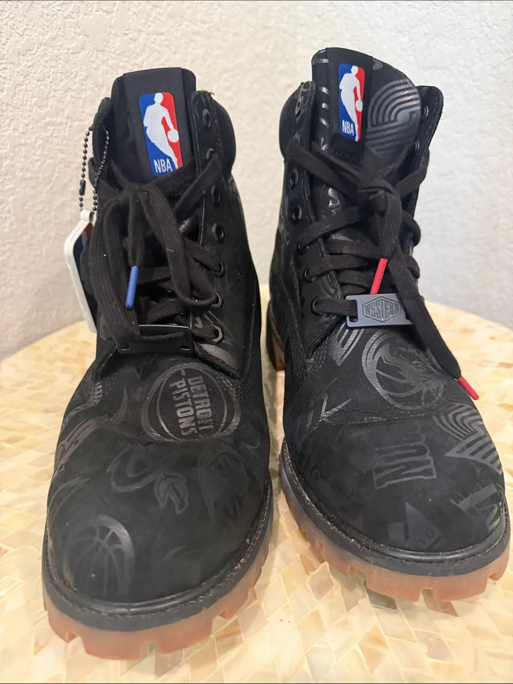 Timberland Black NBA Logo and teams Graphic Lace-Up Boot size 12 M